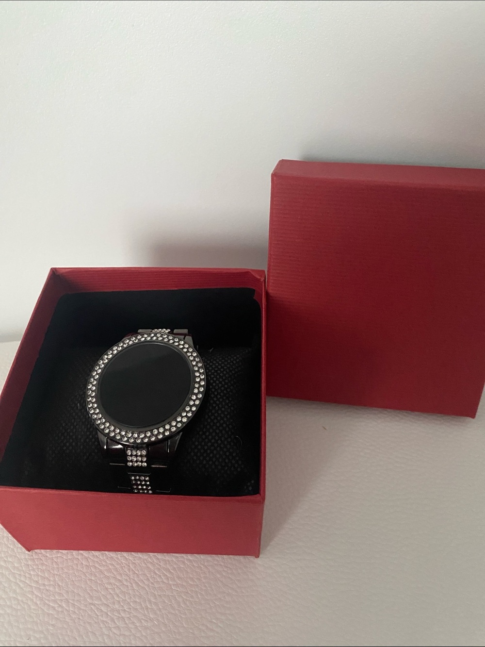 Unisex Women’s & Men Black Crystal Rhinestone Round LED Metal Strap Timer Watch - Picture 10 of 10